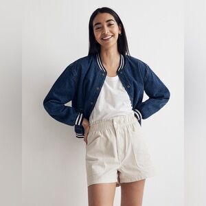 MADEWELL Denim Pull-On Paperbag Utility Shorts: Garment-Dyed Edition